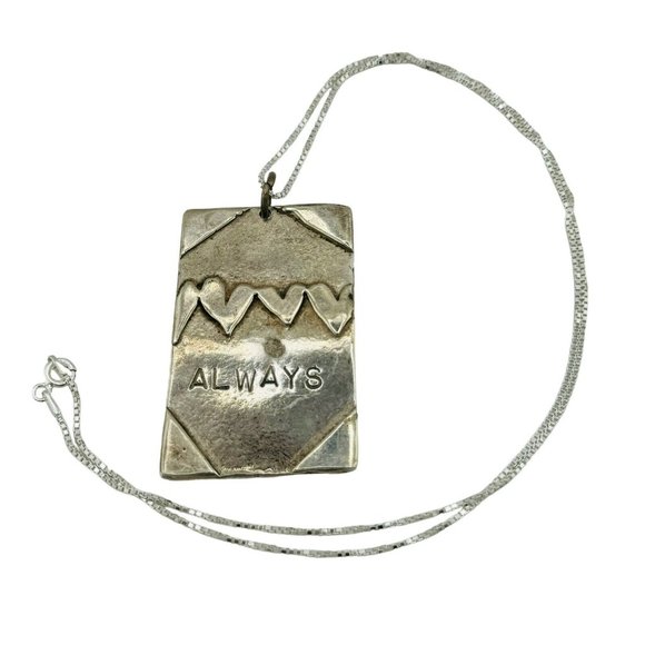 Vintage Sterling Silver 925 Love Always Pendant Necklace Signed MCP 17.4 Grams - Picture 3 of 9